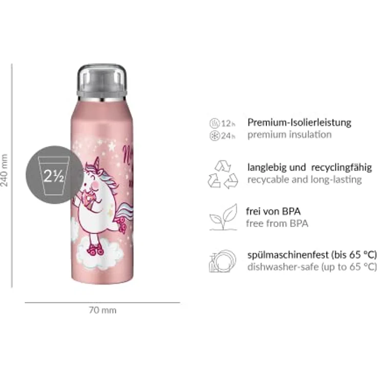 alfi isoBottle Isolier-Trinkflasche, Edelstahl, Rosa, 500ml – Bild 7