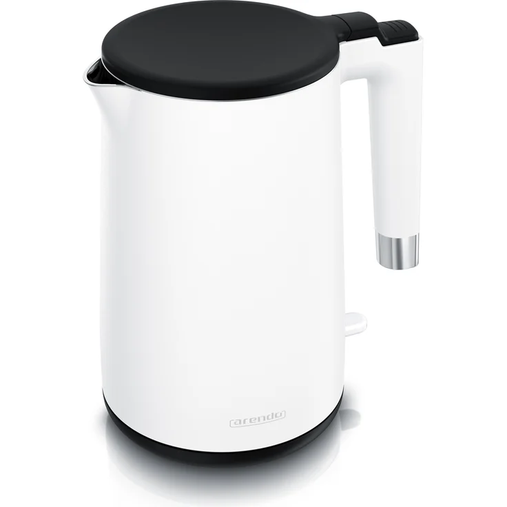 Arendo Wasserkocher CORE, 1,5L, 2000W, Edelstahl, Doppelwand, BPA-frei, Cool-Touch, 360°-Basis, weiß matt