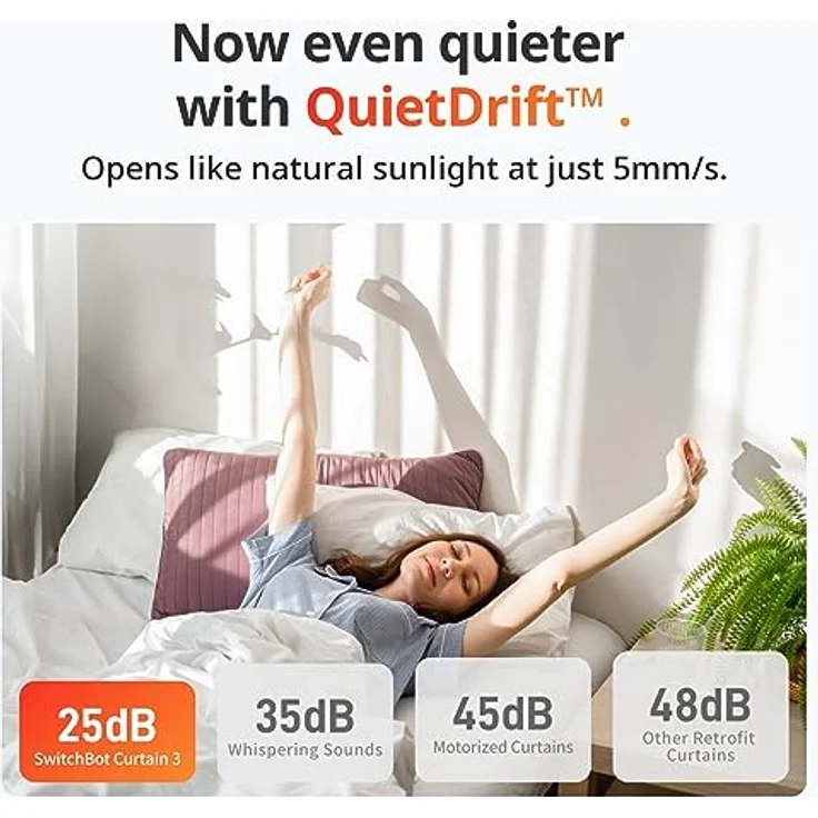 SwitchBot Smart Automatischer Vorhangöffner - Bluetooth Fernbedienung mit App/Timer, Aufgerüsteter Hochleistungsmotor, Kompatibel mit Matter/HomeKit Hub 2 erforderlich (Curtain 3, Rod) – Bild 5