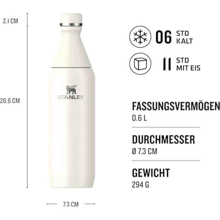 Stanley 1913 Trinkflasche All Day Slim Bottle, doppelwandige Vakuumisolierung für 4 Stunden kalte Getränke, aus 90 % recyceltem Edelstahl, BPA-frei – Bild 3