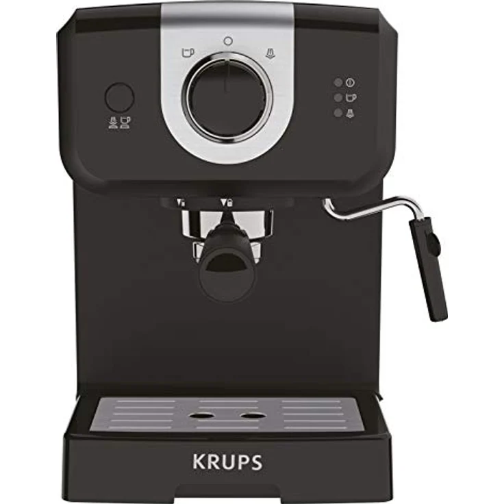 Krups Opio XP320810 Kaffeemaschine, 15 bar Druck, Tassenwärmer und Milchaufschäumer, drehbare Kontrolle, Schwarz-Silber – Bild 5