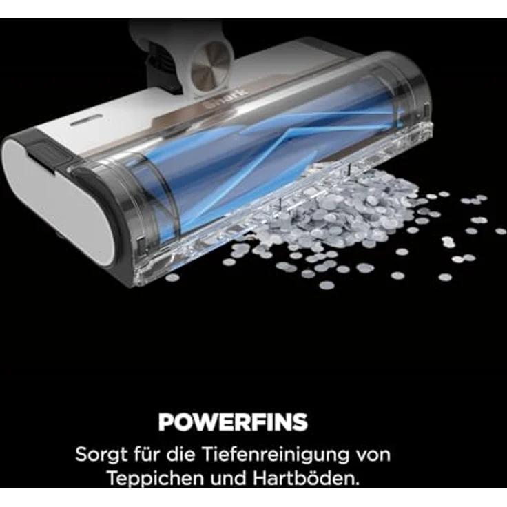 Shark kabelloser Akku-Staubsauger m. FloorDetect-, Anti-Hair-Wrap- & PowerFins, 40 Min Laufzeit, LED-Display, Staubsauger kabellos & Handstaubsauger-Modus m. Fugendüse, Weiß/Marineblau BU1120EU – Bild 5