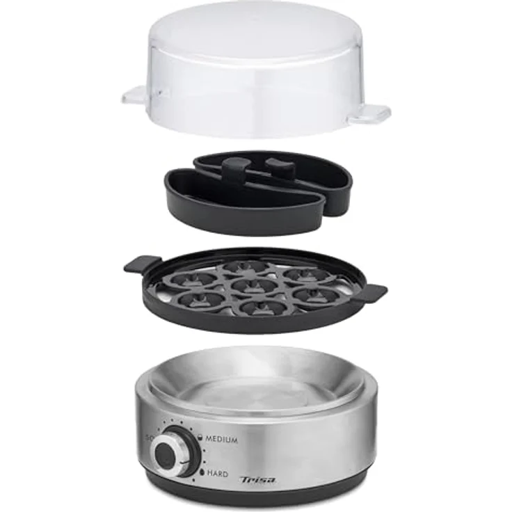 Trisa Eierkocher Vario Eggs, Edelstahl Schwarz, für 7 Eier mit programmierten Voreinstellungen, 400 W – Bild 3