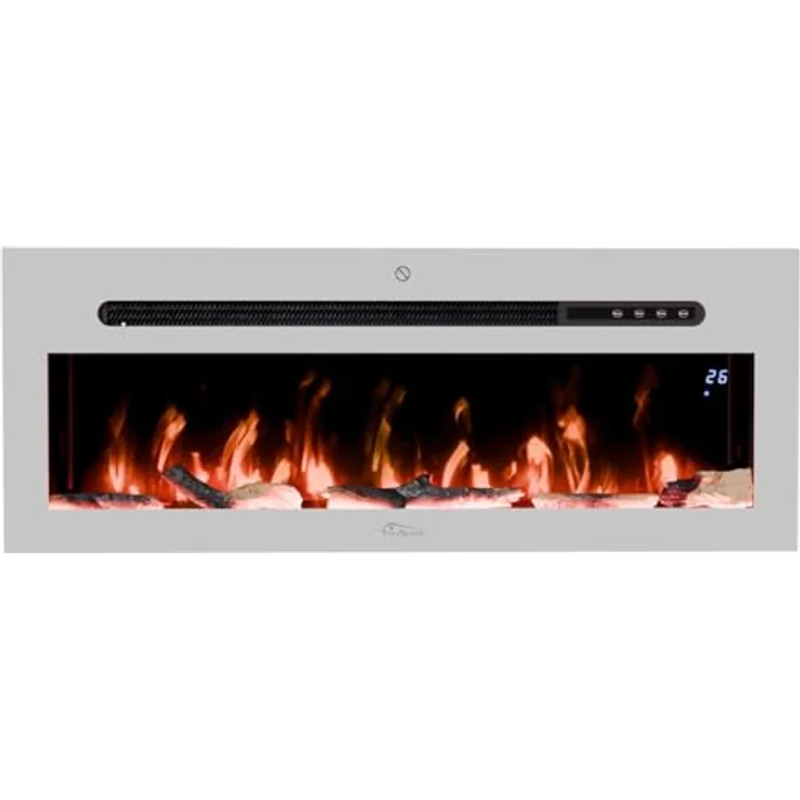 TroniTechnik® Wandkamin Panorama, Elektrokamin mit LED Flammeneffekt, 12 Farben, Timer, 900/1800W, inklusive Kristalle – Bild 9