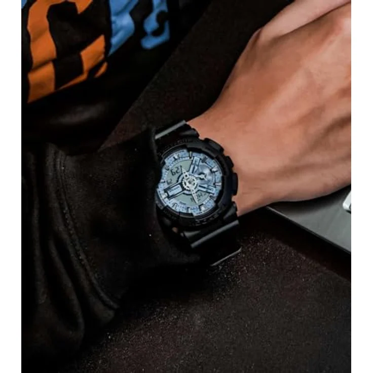 Casio Watch GA-110CD-1A2ER, Sportliche Analog Digital Uhr, Schwarz mit blauem Zifferblatt, 20 bars wasserdicht – Bild 5
