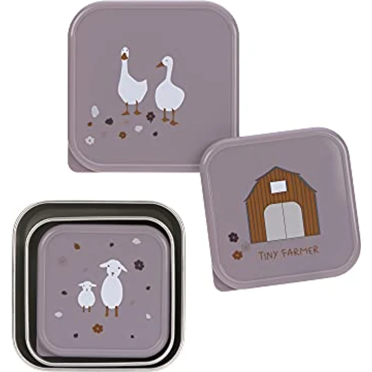 Lässig Snackbox Stainless Steel 3 pcs assorted Tiny Farme (2 Farben) Lilac – Bild 2