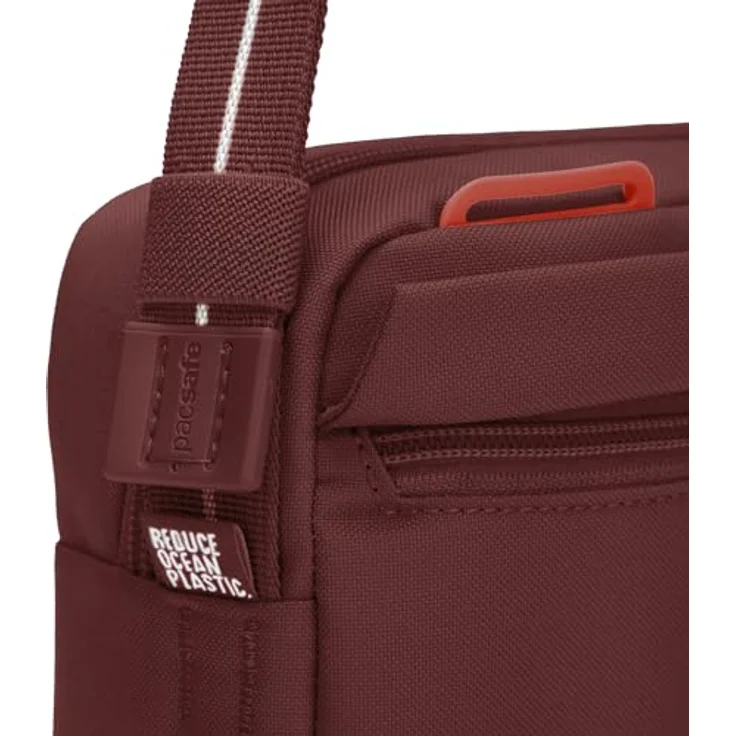 Pacsafe Crossbody Bag mit Diebstahlschutz, garnet red, 2,5 l Volumen, RFID Blocker, wasserfest – Bild 11