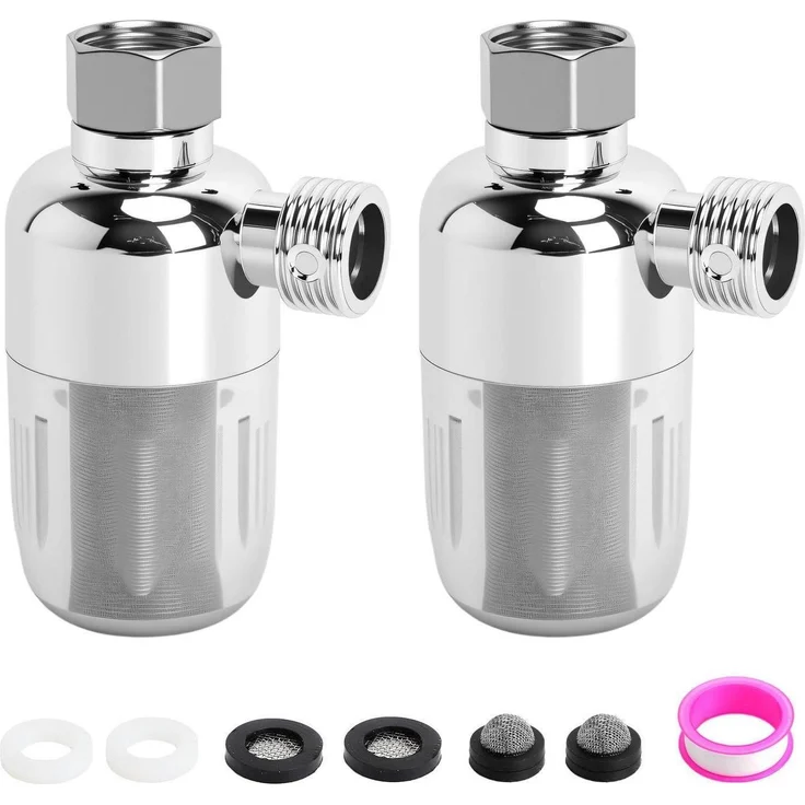 XRVRILE Wasserfilter Dusche 2 Stück, 40μm Edelstahl Vorfilter mit Dichtband, 1/2 Zoll für hocheffiziente Vorfilterung