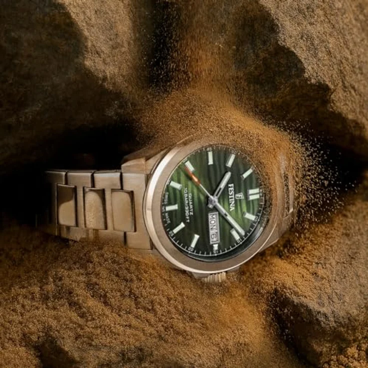 Festina F20073/4 CLASSIQUES ACIER, Herrenuhr mit grünem Zifferblatt und Saphirglas, Swiss Made – Bild 5