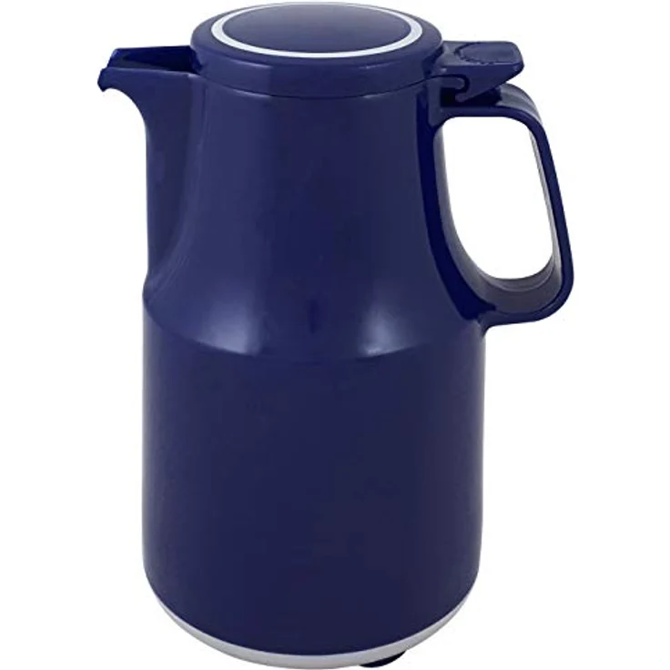 Helios Thermoboy Kunststoff-Isolierkanne 0,6 l blau spülmaschinenfest - 6 Stunden Warmhaltung, Klappdeckel, Dunkelblau – Bild 2