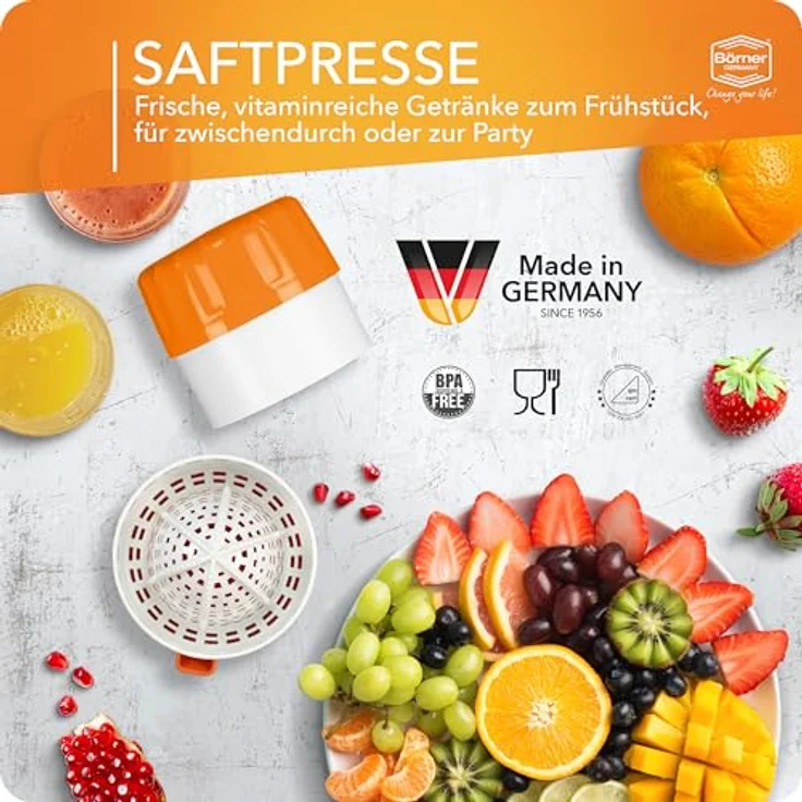 Börner Saftpresse, Saftpresse für Orangen, Entsafter ' Germany, Orange Farbe – Bild 6