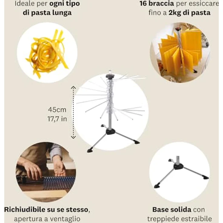 Marcato TP-NEU Tacapasta Platzsparender Teigtrockner, Kunststoff, Transparent – Bild 6