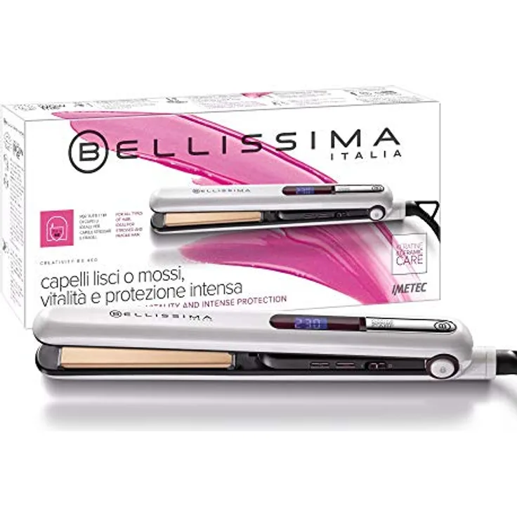 Bellissima B9 400, Glätteisen, glattes oder welliges Styling, Keramik- und Keratinbeschichtung, haarglätter, abgerundete Platten