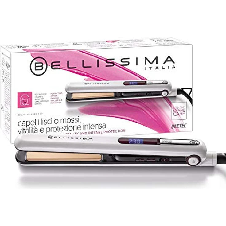 Bellissima B9 400, Glätteisen, glattes oder welliges Styling, Keramik- und Keratinbeschichtung, haarglätter, abgerundete Platten – Bild 1