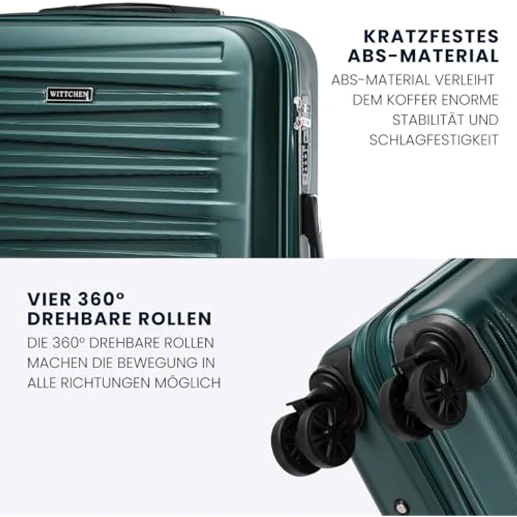 WITTCHEN Skyspeed Line Medium Koffer, Hartschalenkoffer aus ABS mit Kombinationsschloss und Teleskopgriff, Grün, 67x45x26 cm, 3,6 kg – Bild 3
