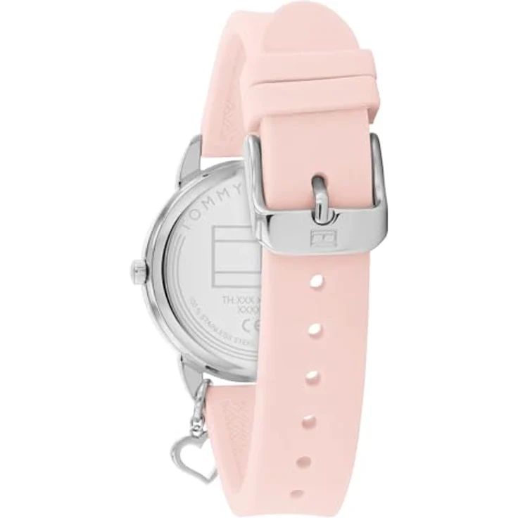 Tommy Hilfiger Unisex-Erwachsene Analog Quarz Uhr mit Silikon Armband 1720044, Edelstahlgehäuse, Pinkes Zifferblatt und Armband – Bild 3
