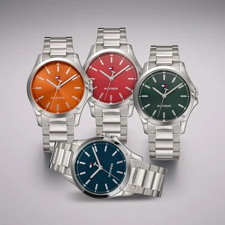 Tommy Hilfiger Quarzuhr BRUCE 1710670, Herrenuhr mit silberfarbenem Edelstahlarmband und blauem Zifferblatt – Bild 6