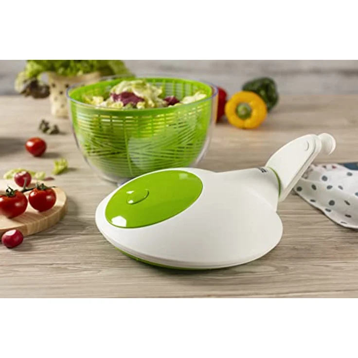 Salatschleuder 26 cm, weiss-grün - mit Stopptaste auf dem Deckel – Bild 7