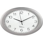 Hama Wanduhr Funk (30cm große Küchenuhr, leise Funkuhr mit großem Ziffernblatt, analoge Wohnzimmeruhr inkl. Batterie) silber