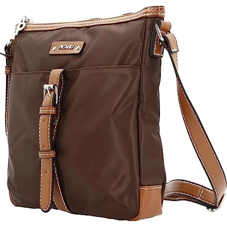Picard Schultertasche Sonja, Umhängetasche aus robustem Nylon, braun, mit Reißverschlussfächern und 2 L Volumen – Bild 2