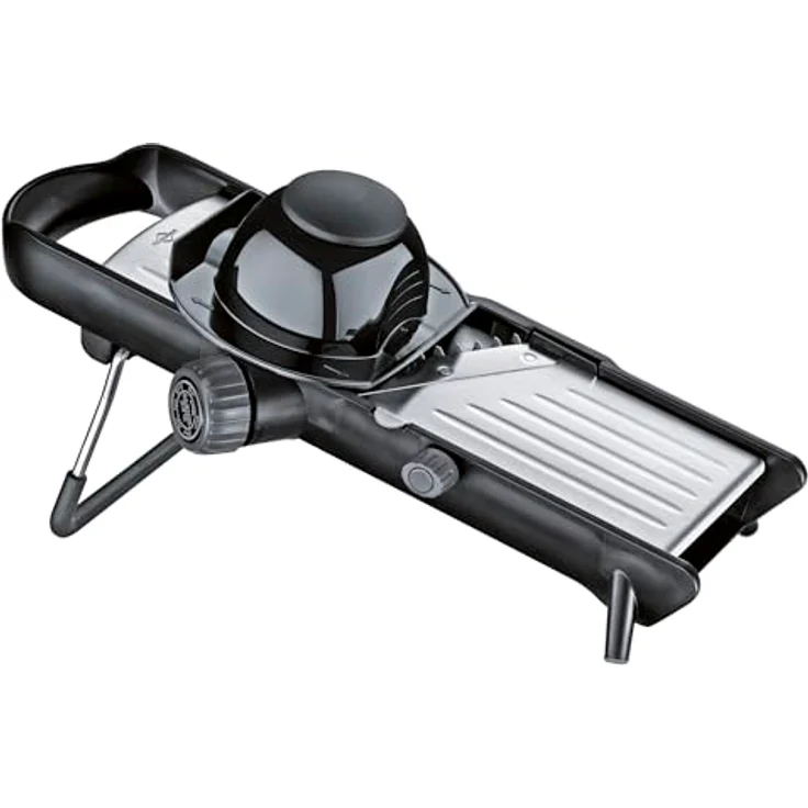 KÜCHENPROFI Gemüsehobel COMFORT, vielseitiger Gemüseschneider aus Edelstahl mit verstellbarer Schnittstärke 1-9 mm, Schnittbreite 4,5 & 9 mm, rutschfeste Füße für sicheres Arbeiten – Bild 1