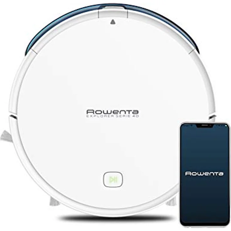 Rowenta RR7267 Explorer 40 Animal + Connect Nass-Trocken-Saugroboter (2-in-1 saugen und wischen, mit magnetischen Streifen, App-Steuerung, 3 Reinigungsmodi, 3 Leistungsstufen) weiß – Bild 2