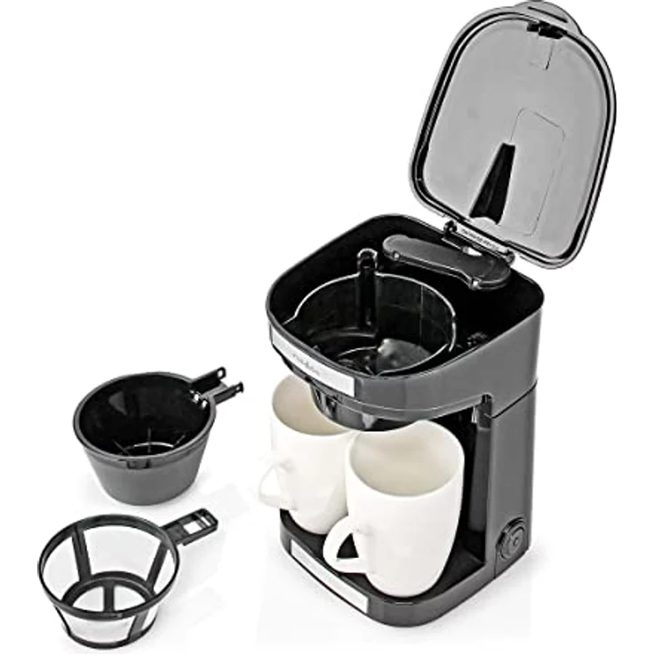 TronicXL Kleine 1-2 Tassen Kaffeemaschine + 2x Tasse + Dauer Filter I Mini Kaffee Maschine I Kompakt Filterkaffee Filterkaffeemaschine schwarz – Bild 5