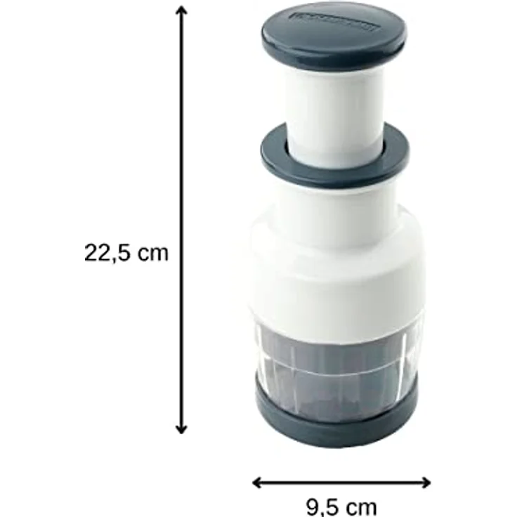 Fackelmann easyprepare Multihacker, Gemüse Zwiebel Kräuter Hacker, Küchenhelfer, Kunststoff - Edelstahl, Weiß - Blau-Grau, Ø 9.5 cm, 27903 – Bild 3