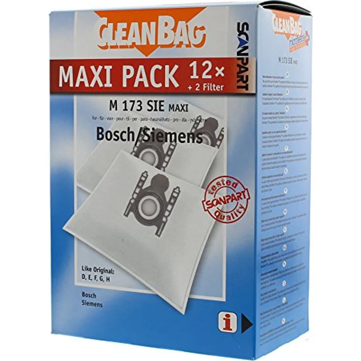 ScanPart Maxipack, Staubsaugerbeutel kompatibel mit Bosch/Siemens Typ D,E,F,G,H 2687438173, Microfleece-Plus für optimale Filtration