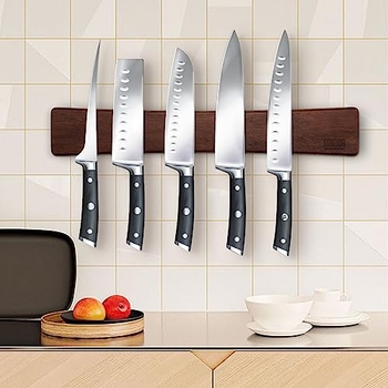 Magnetische Messerleiste Aus Edelstahl Mit 8 Haken (30,5 Cm) – Starke Haltekraft, Wandmontage, Für Messer & Küchenutensilien