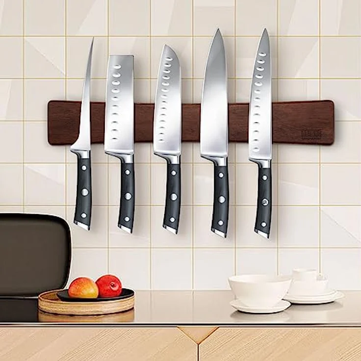 HOSHANHO Magnetleiste Messer, Messerhalter Magnetisch für Wand, Magnet Messerhalter Holz Knife Holder für Utensilien und Aufbewahrung Magnetisch Werkzeuge, 40cm/16in – Bild 5