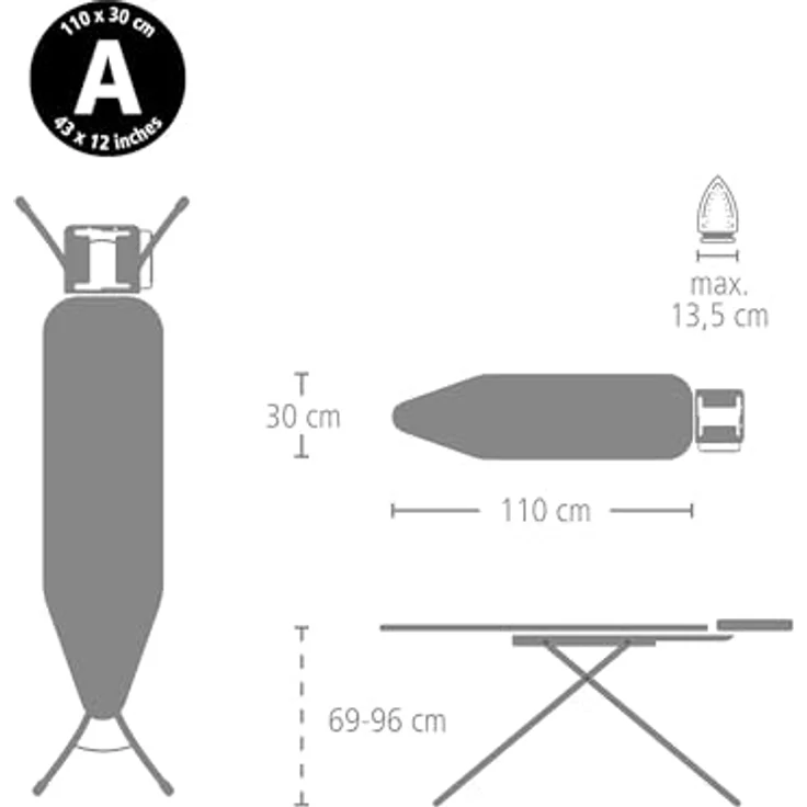 Brabantia Bügelbrettbezug A, Strapazierfähig mit 2 mm Schaumstoffunterlage aus 100% Fairtrade Baumwolle, Design New Dawn, 110x30 cm – Bild 3