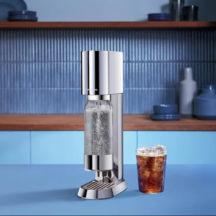 SodaStream Ens, Wassersprudler aus Edelstahl, Silber, Quick Connect-Zylinder für 60L und spülmaschinenfeste Flasche – Bild 4