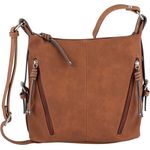 TOM TAILOR Umhängetasche CAIA Cross bag M, Nubuklederimitat, 7 Fächer, Smartphone-Fach, beige