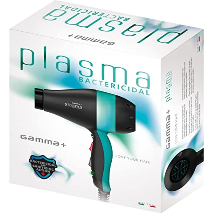 GAMMAPIU' PLASMA BACTERICIDAL Professioneller Haartrockner mit Desinfektionswirkung Schwarz/Grün, Made in Italy, Professioneller Haartrockner mit bakterizider UV-Lampe 1700-2000W – Bild 5