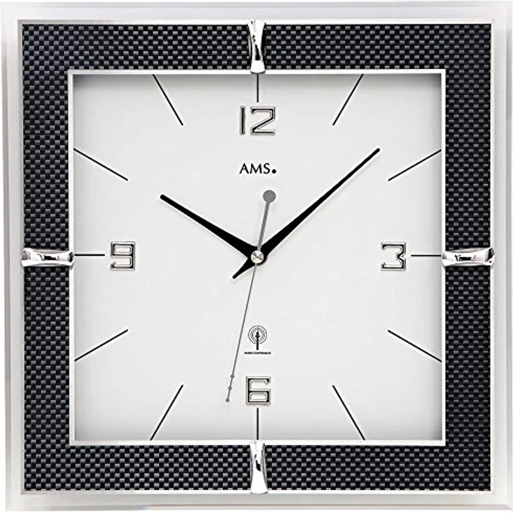 AMS Wanduhr, Holz, Weiß, 35 x 35 x 12 cm – Bild 2