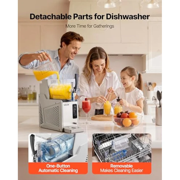VEVOR Slush Maschine X-30, 3 L Eisbereiter mit Selbstreinigungsfunktion, 350 W für Frozen Margaritas und Shakes, transparentes Polycarbonat, weiße LED-Beleuchtung – Bild 5