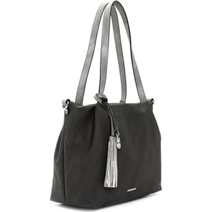 EMILY & NOAH Shopper Elke, graue Damenhandtasche aus Feinsynthetik mit verstellbarem Umhängeriemen und Reißverschluss – Bild 5