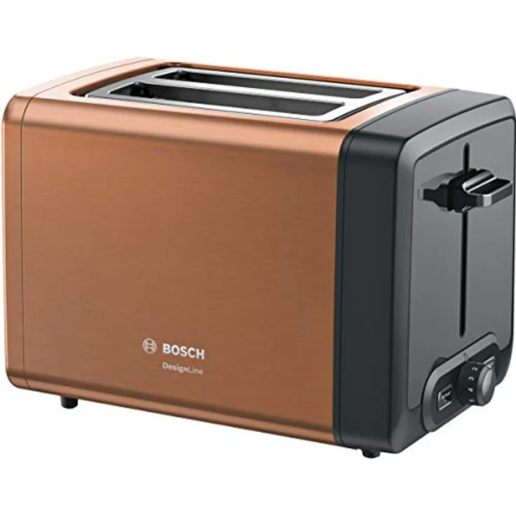 Bosch TAT4P429DE DesignLine Kompakt-Toaster, Auftau-Aufwärmfunktion, versenkbarer Brötchenaufsatz, Abschaltautomatik, 970 W, kupfer – Bild 2