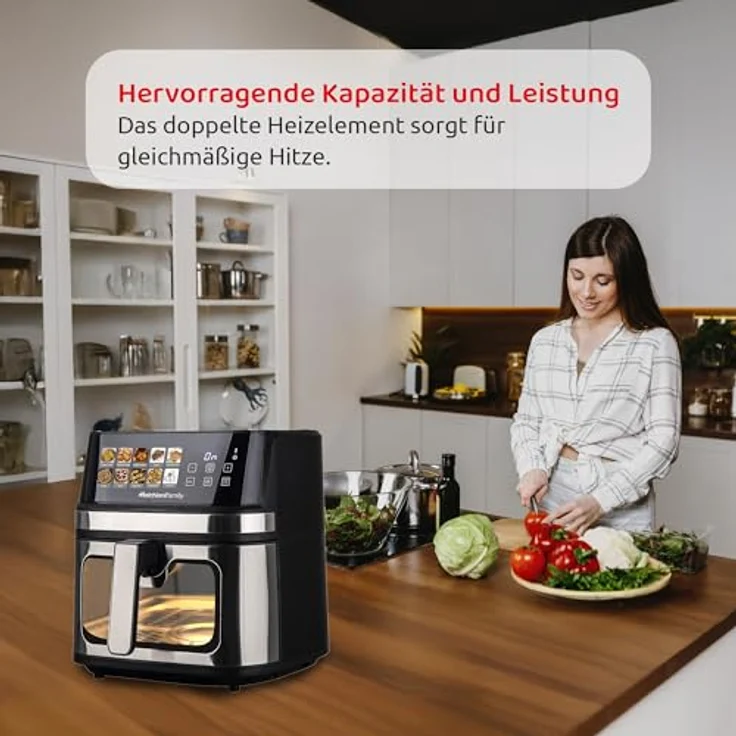 Melchioni GAIA PLUS Heißluftfritteuse, 2200 W, Doppelheizung, 8 Liter Volumen, Metallauskleidung, LED-Display, 10 Programme – Bild 7