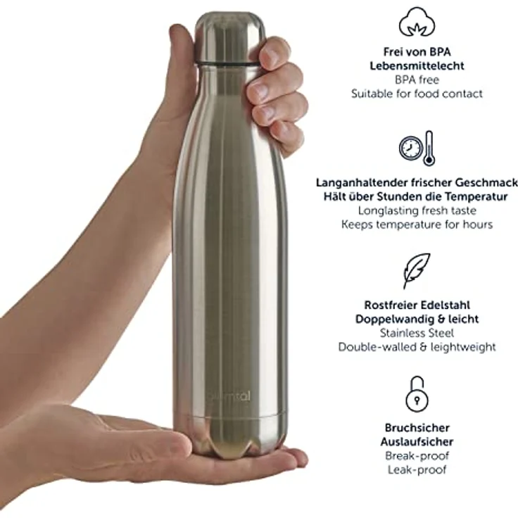 Blumtal® Trinkflasche Edelstahl Charles - 350 ml Thermosflasche, BPA-frei, doppelwandig isoliert, auslaufsicher, schwarz – Bild 5