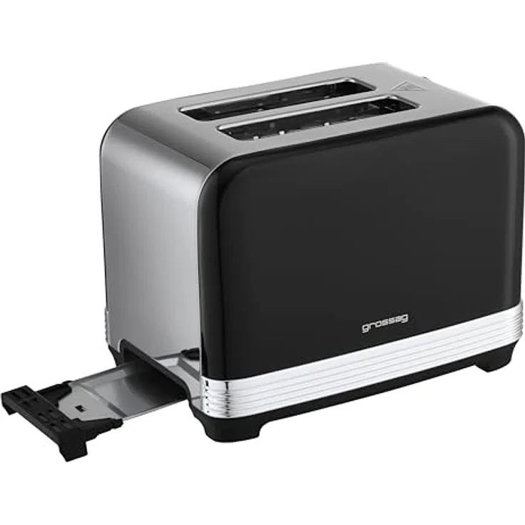grossag Edelstahl-Toaster TA 28.07, Schwarz, 2-Scheiben, Metallic-Design – Bild 2