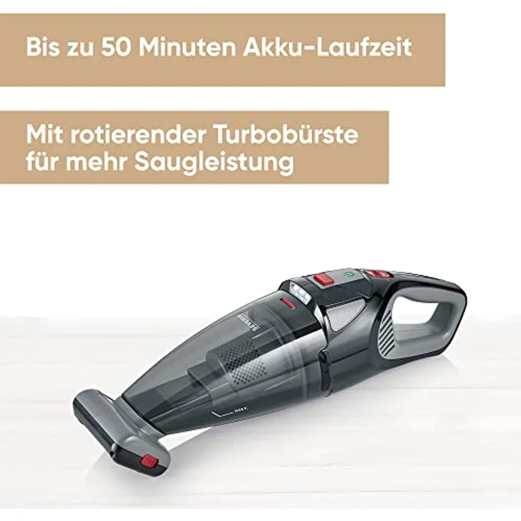 SEVERIN Akku Handstaubsauger mit "Wet & Dry"-Funktion, Bodenstaubsauger mit LED, kabelloser Handsauger mit Akku mit rotierender Turbobürste und Tragetasche zur Aufbewahrung, HV 7147 – Bild 2