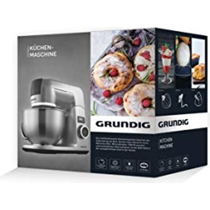 Grundig KMP8650S Küchenmaschine, 1000 W, 4,6 l Edelstahlrührschüssel, Schwarz-Silber – Bild 3