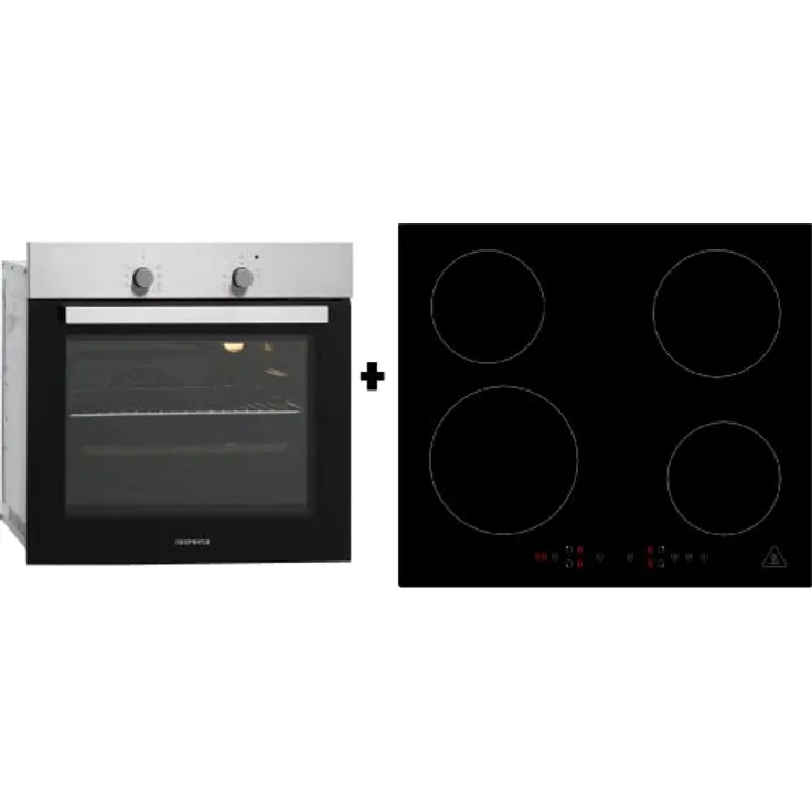 Respekta autarker Einbaubackofen mit Induktionskochfeld, edelstahl, 56 Liter Garraum, Touch Control