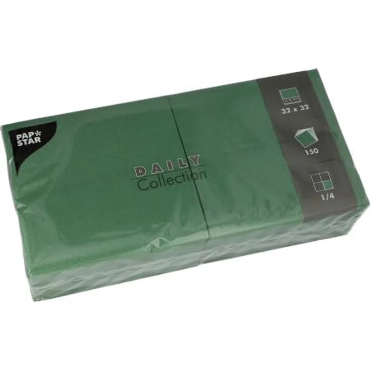 PAPSTAR 150 Servietten 'Daily Collection' 1/4-Falz 32 cm x 32 cm dunkelgrün, unifarbige Serviette, Nordic Ecolabel & FSC zertifiziert – Bild 1