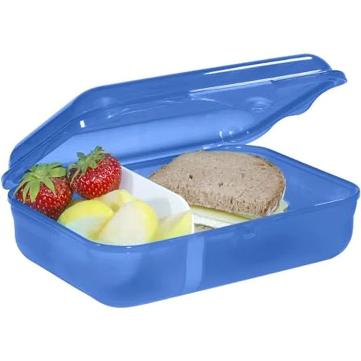 Step by Step Lunchbox „Police Truck Charly“, blaue Brotdose mit Trennwand und Klickverschluss, spülmaschinenfest, BPA-frei, 0,9 Liter für Schule und Kindergarten – Bild 1