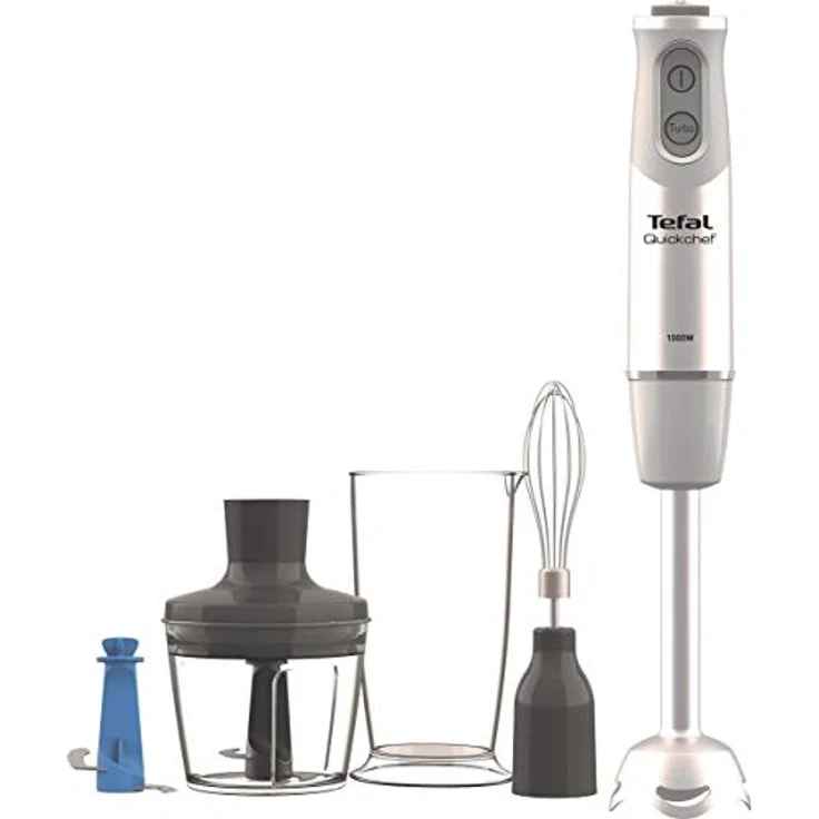 Tefal Quickchef HB65KD38 Stabmixer, 1000 W, 20 Leistungsstufen, inkl. Zerkleinerer, Messbecher, Schneebesen, silber – Bild 2