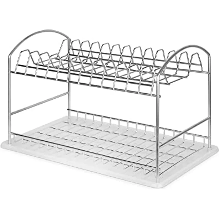 Emuca - Geschirrabtropfer 2-stufiges, 2 Tier Geschirrkorb, Verchromt, Stahl