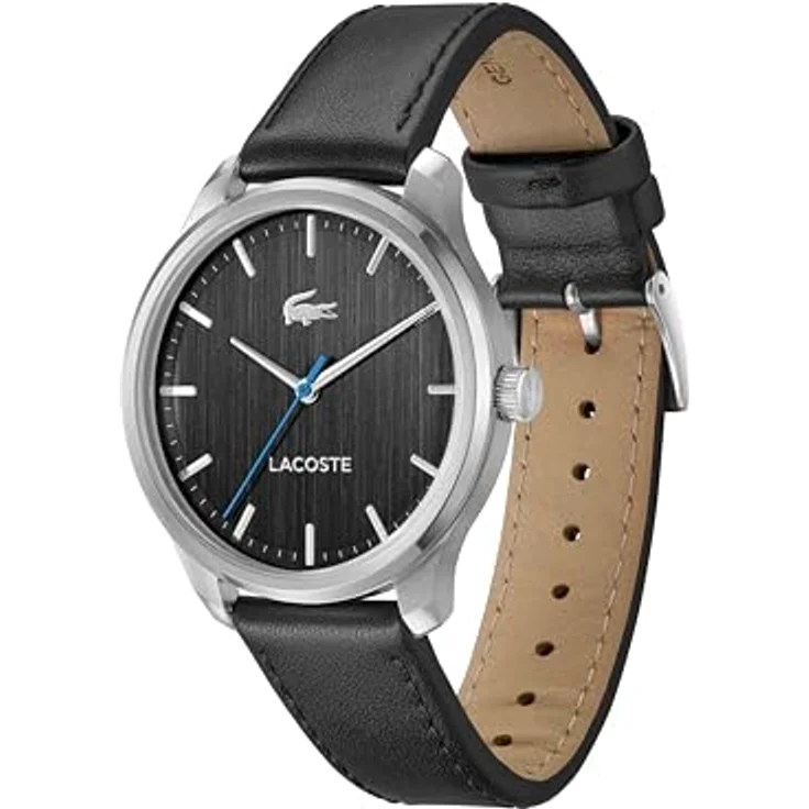 Lacoste Quarzuhr LISBON 2011372, Herrenuhr mit schwarzem Lederarmband – Bild 3